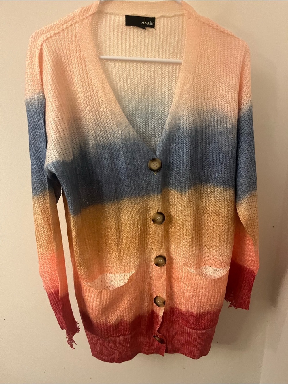 Akaiv Multicolor Pastel Button-up Cardigan